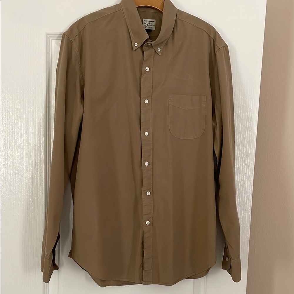 Men's Tan Button-Down Shirt